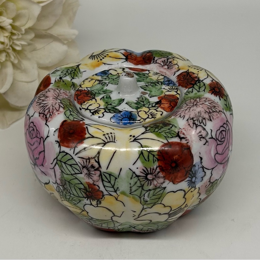 Floral Asian Ceramic Art Piece